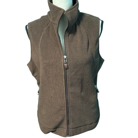 Kim Rogers Brown Fleece Zip Front Winter Vest Women's Medium - Picture 1 of 9
